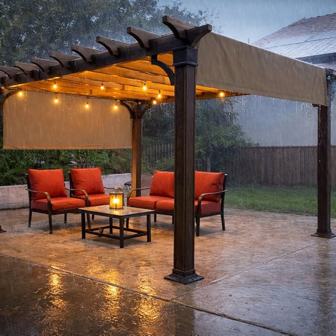 Alion Home Waterproof Pergola Cover - Universal Replacement Canopy for Pergolas (18' L x 9' W, Muddy Water)