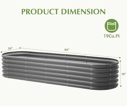 DDK Galvanized Raised Garden Bed, Outdoor Planter Bed, 8x2x1.5ft Metal Planter Box for Gardening and Planting,GD