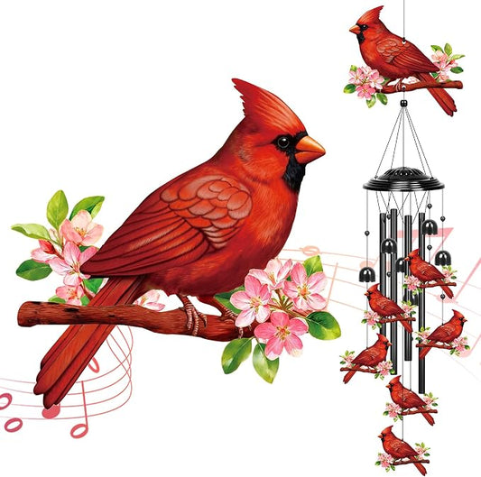 YHmall Cardinal Gifts for Women, 35 in Wind Chimes for Outside Mothers Day Gardening Gifts for Mom Colorful Metal Memorial Wind Chime Cardinal Decor for Home Yard Patio Garden Outdoor
