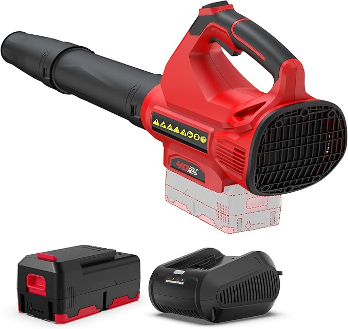 PowerSmart Cordless Leaf Blower with a 40V Battery and Charger, 2 Speeds, Lightweight, for Lawn Care, Yard, Sidewalk, Car