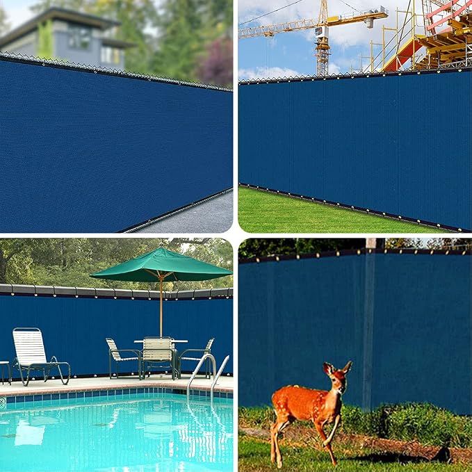 iCover 8x50ft Privacy Screen Fence, Garden Windscreen Mesh Shade Sail Net Barrier, Reinforced Bindings and Brass Grommet, Cable Zip Ties Included,Royal Blue