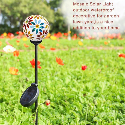 VCUTEKA Solar Garden Lights, Mosaic Solar Lights Outdoor Decor Pathway Light Waterpoof LED Stake Light for Landscape Lawn Patio Yard Decoration, 1 Pack
