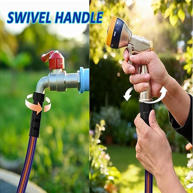 short garden hose 6 feet x 5/8Inch, short water hose with Swivel Handle, Heavy Duty, Flexible, Sturdy, Lightweight, Male to Female Fittings