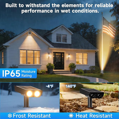 Solar Lights Outdoor Waterproof IP65，Outside Solar Landscape Spotlight with Ambient Light Column and Adjustable Aperture for Garden Yard Pathway Lawn，2 IN 1 Can Used as Wall Lamp，Warm White- 6 Pack