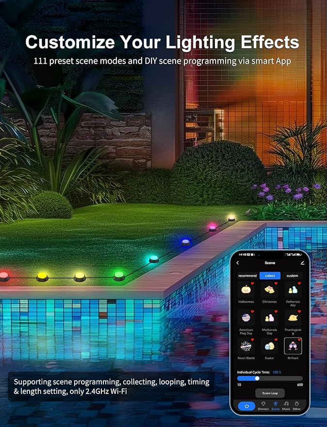 APPECK Smart Outdoor Ground Lights 16 Pack, 50FT RGBW Color Changing Pathway Lights Wired, IP65 Waterproof Landscape Lights, for Garden Yard Lawn Walkway Holiday Party Decor, Compatible with Alexa