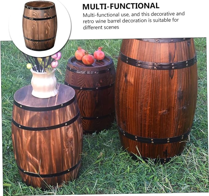 Wooden Barrel Planter Oak Aging Barrels bar Barrel Succulent Pot Small Wooden Bucket Gardening Planter Barrel Shape Plant Pot Wine Barrel for bar Whisky Floor Trim Antique