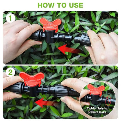 Bonviee 6 Packs 5/16” Drip Irrigation Shut Off Valve, in-Line Barbed Locking Valve for 5/16 Inch Tubing, Water Flow Control for Garden, Greenhouse, Raised Bed Systems