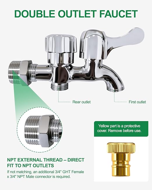 Drip Irrigation System for Garden, Automatic Garden Watering System with 180FT 1/2” & 1/3” Tubing, Dual Faucet, Adjustable Nozzle Emitters for Garden, Greenhouse, Lawn, Potted Plants