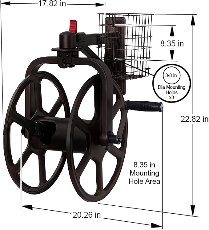 Liberty Garden Single Arm Navigator Hose Reel with Pull Up Latch, Black
