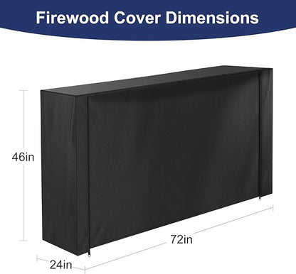 HONEST OUTFITTERS 6ft Firewood Rack Cover, Heavy Duty Waterproof 600d Oxford Outdoor Firewood Storage Cover with Zipper and Openable Front Flap, Cover Only
