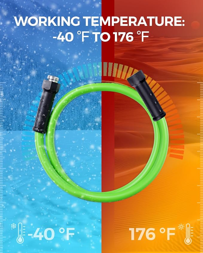 5FT x 5/8″ Garden Hose, Short Flexible Garden Hose with Swivel Handle, All-Weather Outdoor Use, 200 PSI Working, 450 PSI Burst, Lightweight Water Hose 5 Feet for Lawns, Yard, G5GH06