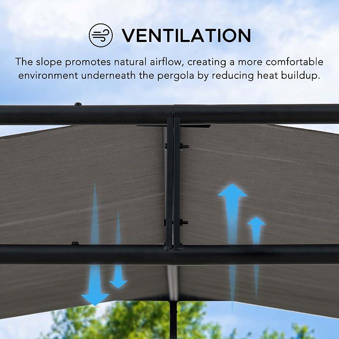 SUNJOY 10' x 10' Outdoor Pergola, Darkeford Metal Pergola with Black Sling Fabric Sun Shade Canopy for Outdoor Patio, Garden,Yard, Deck, Entertaining