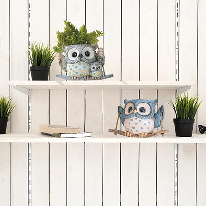 Swing Owl Hanging Planters for Indoor Plants, Cute Small Succulent Pots with Drainage Hole, Unique Resin Plant Hangers Outdoor, Hanging Plant Holder for String Of Pearls, Gift Ideas for Mother