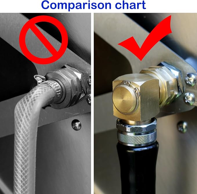 Garden Hose Swivel elbow Connector 90 Degree Solid Brass Pipe Fittings Hose Kink Protector (4 Pack)