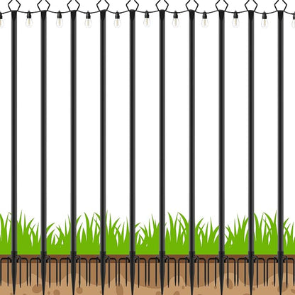 AHRLHR 10 Pack String Light Poles, Outdoor String Light Pole 10 ft Forked Metal Light Pole with Adjustable Outdoor Light Stand, Deck, Backyard, Garden, Wedding, Rustproof and Sturdy with Hooks.