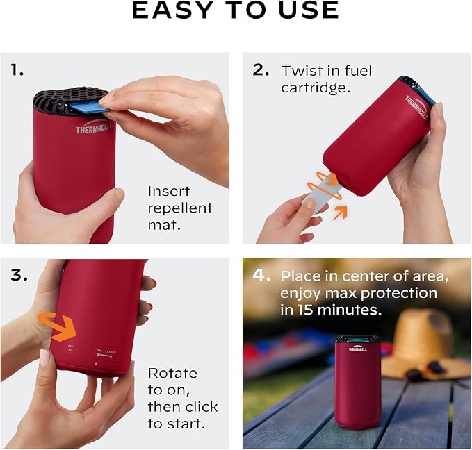 Thermacell Mosquito Repeller Patio Shield; Includes 12-Hour Refill; 15 Foot Zone of Protection; Highly Effective Mosquito Repellent for Patio; Bug Spray Alternative; Scent Free