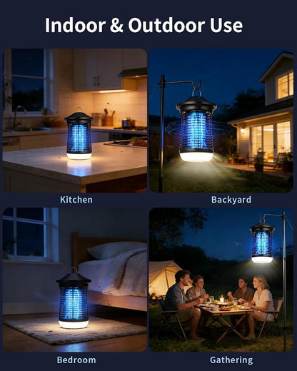 Electric Bug Zapper Indoor/Outdoor, Mosquito & Insect Zapper with LED | Electric Insect Control Device with LED Light. IPX4 Waterproof. 360° Attraction for Home, Kitchen, Patio.