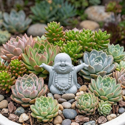 Small Sandstone Buddha Statue 4.13In Zen Aquarium Decor Fish Tank Ornament Home Desk Garden Buddhist Figurine