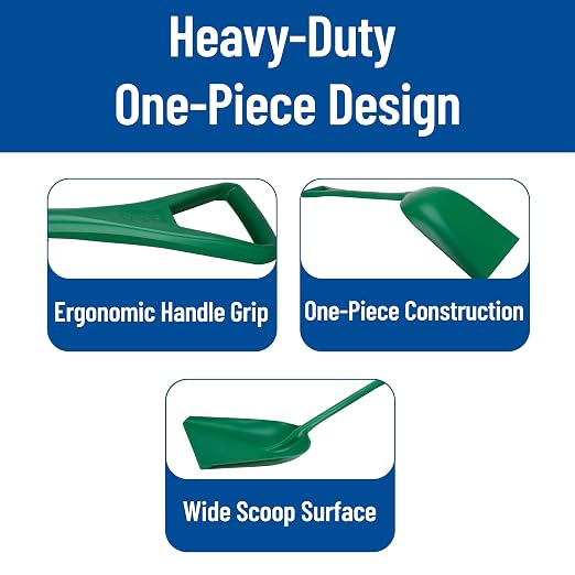 SPARTA Polypropylene Sanitary Shovel, One-Piece Food Handling Scoop, Commercial Kitchen and Bulk Ingredient Transfer Tool, 13.75" x 16.5" Scoop, Green (Pack of 3)