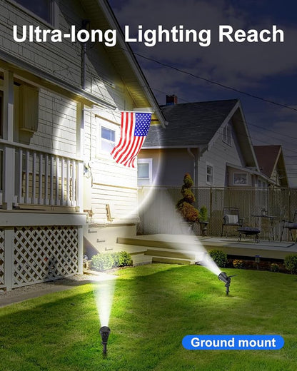 Solar Powered Spotlights Outdoor Waterproof Sunset Spot LED Lights Ultra Bright for Tree, Flag, Lawn, Statue, Pool, Garden, House, Wall, Yard, Path Outdoor Landscape Uplighting 6 Pack Cool White