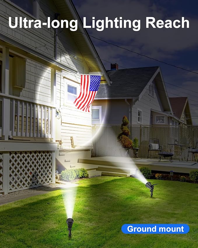 Solar Powered Spotlights Outdoor Waterproof Sunset Spot LED Lights Ultra Bright for Tree, Flag, Lawn, Statue, Pool, Garden, House, Wall, Yard, Path Outside Landscape Uplighting (Cool White, 1 Pack)