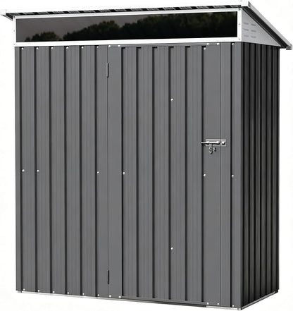Shintenchi 5x3 FT Outdoor Storage Shed with Window, Outdoor Waterproof Storage Shed Metal Garden Shed with Lockable Single Door,Weather Resistant Tool Storage House Shed for Garden,Backyard,Steel Gray