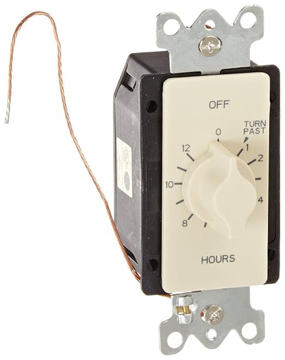 NSI A512H Tork Spring-Wound in-Wall Twist Timer with 12-Hour Length and Ivory Faceplate for Automatic Shutoff of Fans or Light