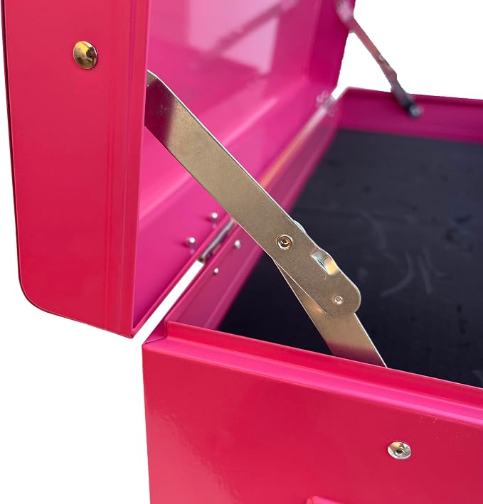 Workington Portable Metal Tool Chest with 6 Drawers, 24" 6-Drawer Tool Chest Cabinet with Ball Bearing Drawer Slides, Steel Tool Storage Box Organizer 4005 Pink
