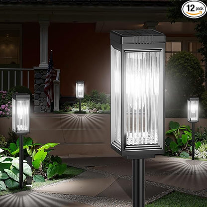 ELECLINK Solar Pathway Lights Outdoor, 12 Pack Upgraded Bright Solar Lights Outdoor Waterproof, Bright Up to 15 Hrs Garden Light for Yard Patio Lawn Path Walkway Driveway Outside Decor(Cool White)