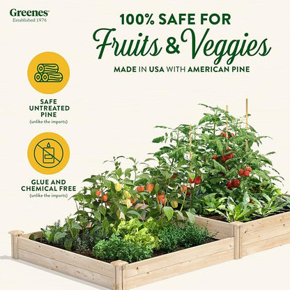 Greenes Fence Original Pine Raised Garden Bed, 4' x 8' x 7-10.5" - Made in USA with American Pine