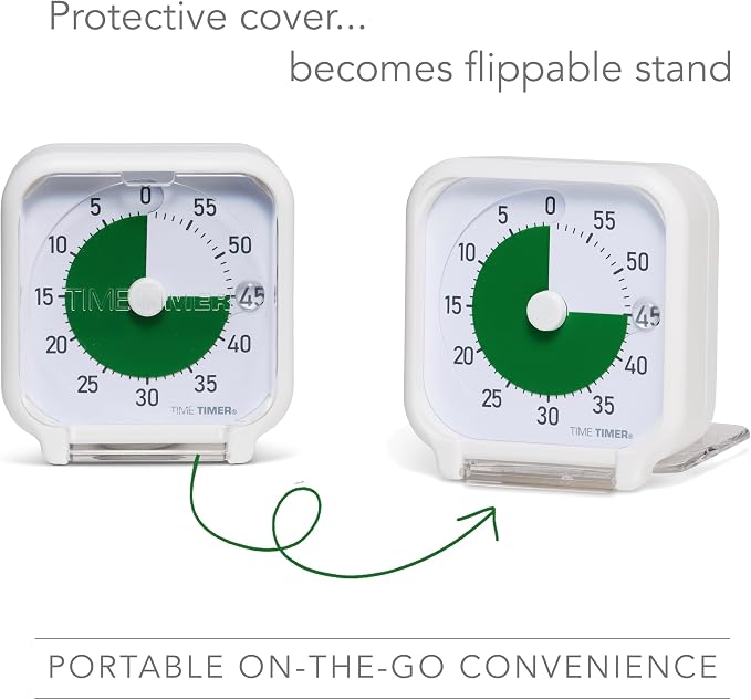 Time Timer 3 Inch Visual Timer – 60-Minute Quiet Portable Countdown Timer for Kids, Teachers, Students & Adults – Helps with Focus, Transitions, ADHD, Autism & Time Blindness – (Green & White)