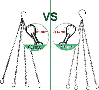 Heybe Hanging Baskets Chains 16 Inches 4 Leads Hanging Chains with S Hooks, Flower Pot Hanger Replacement Plant Hangers for Planters and Lanterns, Pack of 3