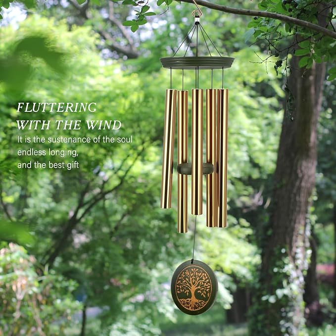ASTARIN Memorial Wind Chimes for Outdoor & Gifts – Engraved Tree of Life, 36” Durable Metal Chimes with Soothing Melodies, Waterproof & Customizable Tones