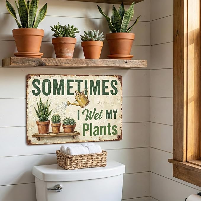 Garden Decor Sign Sometimes I Wet My Plants Funny Wall Art | Plant Lovers • Garden Shed Display • Garden Theme • Rustic Humor Design • UV Printed • 8x12 Inch