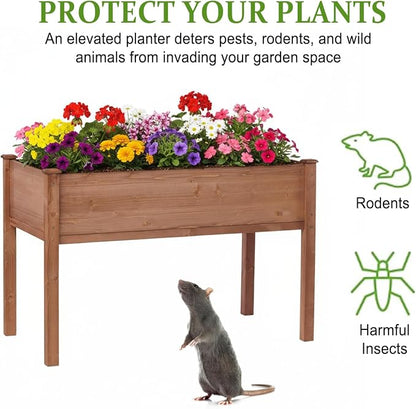 Raised Garden Bed with Legs, 48x24x30 in Planter Boxes Outdoor, Elevated Wooden Planter Box Standing Growing Bed for Gardening, Backyard, Patio and Balcony (Coffee, 48x24x30)