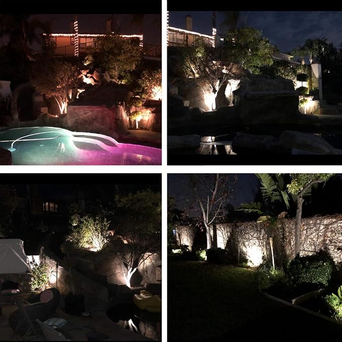 8Pack 5W Low Voltage Landscape Lights with Connectors Outdoor Lighting 24V AC/DC Focusing Lens LED Landscape Spotlights,600LM Warm White Waterproof Outdoor Garden Yard Lights