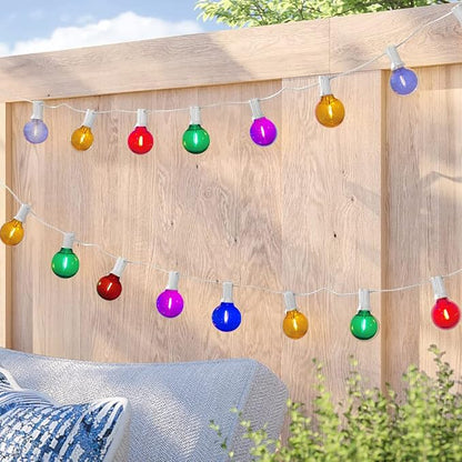 25Ft LED Outdoor String Lights, G40 Outdoor Christmas Decorations Lights Waterproof with 27 LED Globe Multicolor Bulb, Hanging Vintage Christmas Lights for Patio Roofline Backyard Garden Party Decor