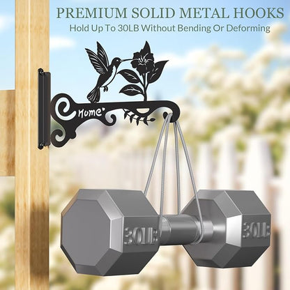 Metal Plant Hooks (2-Pack) - Decorative Wall Hangers with Bird Design for Indoor & Outdoor Use - Hanging Brackets for Plants, Flower Baskets, Bird Feeders, Lanterns - Patio, Garden, Home Decor