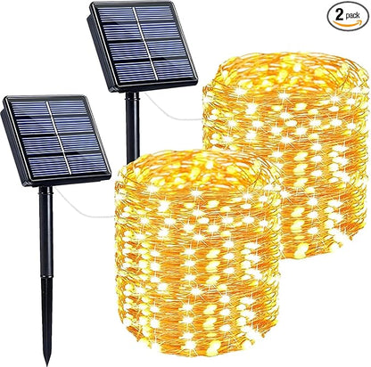 Solar String Lights Outdoor, 2 Pack 400LED 144FT Extra-Long Fairy Lights | 8 Lighting Modes, Copper Wire, Memory Function, Auto On/Off, Waterproof Twinkle Lights for Tree Garden Patio Party Xmas Decor
