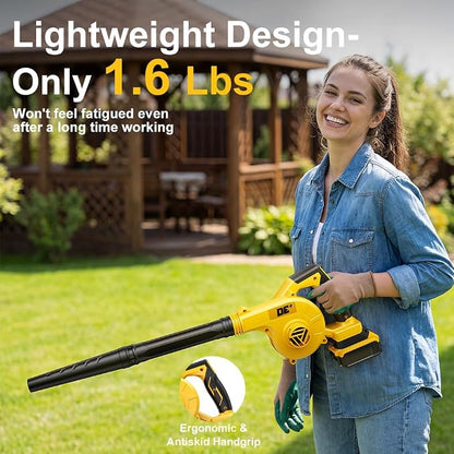 DeForce Electric Leaf Blower Cordless for Dewalt Battery, 4 in 1 Blower/Vacuum/Inflator/Deflator, 3 Speed Modes, 190 MPH, 3 Nozzles, 2 Tubes, Battery Powered Blowers for Lawn Care(No Battery)