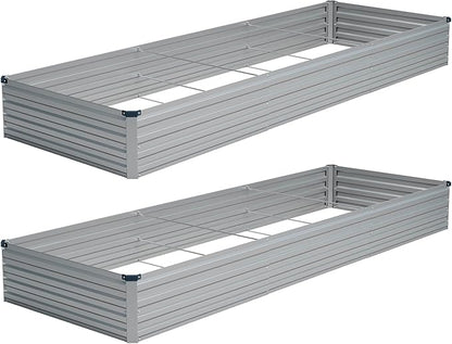 Vengarus 2PCS 12x4x1ft Galvanized Raised Garden Beds Kit,Planter Box Silver | Galvanized Steel, Rectangular Metal Planter Raised Beds, Vegetables, Herbs, Flowers, Easy Assembly, Rustproof Safe Backyard