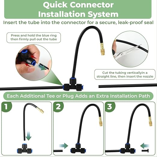 230FT Drip Irrigation System for Garden: 40 Nozzles 1/4" PE Tubing Automatic Watering Kit Adjustable Misting Sprinkler Mister Hose for Water Plants Tape Raised Beds Lawn Outdoor Yard Greenhouse