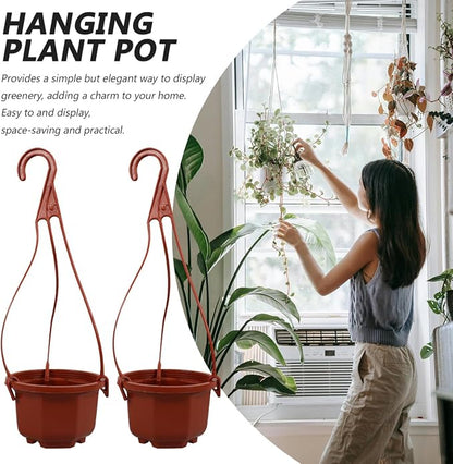 YARNOW Hanging Planters 10 Pack, 3.5 Inch Plastic Plant Pots with Drainage Holes and Hooks for Indoor Balcony Patio Garden