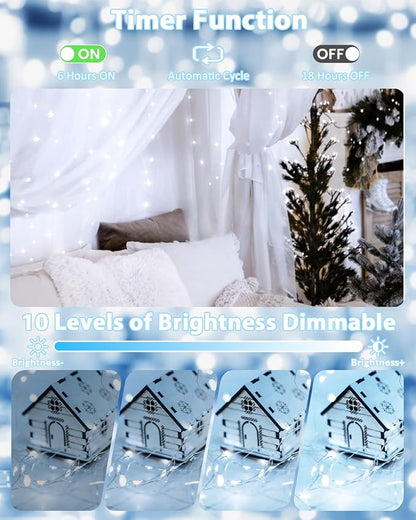 2 Pack 100 LED Fairy Lights Battery Operated with Remote, 8 Modes String Lights Indoor Outdoor, Cuttable Battery Light for Home Bedroom Wedding DIY Centerpiece Christmas Decorations (Cool White)