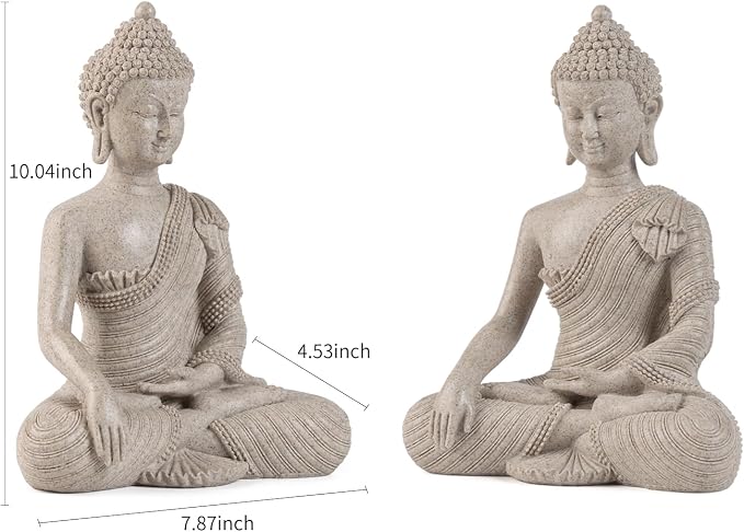 Buddha Statue for Home Decor Beige White-Buddha Statue Large for Spiritual 10.2''-Buddha Decor for Living Room-Buddha Statues for Zen Decor –Indoor Buddha Gift for Shrine , Meditation or Relaxation
