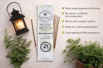 Mintronella USA Made Citronella & Peppermint Mosquito Repellent Incense Sticks – 100 Pack – Natural Bug & Insect Repellent – Outdoor Camping, Patio Decor – No‑See‑Um & Gnats, Fly