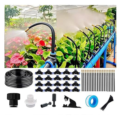 Drip Irrigation Kit Automatic Watering System for Potted Plants, 360 Degree Adjustable Copper Micro Sprinklers, Quick Connect Tubing Fittings for Garden, Lawn, Patio, Balcony (82 FT)