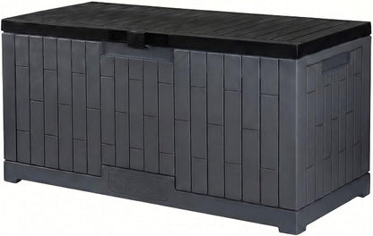 YITAHOME Large Deck Box 120 Gallon Resin Outdoor Storage Box | Patio Storage Bin Bench Seat for Outdoor Pillows, Garden Tools and Pool Supplies, Waterproof Lockable, Dark Gray