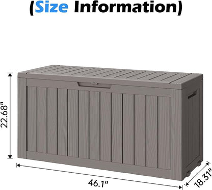 Outdoor Storage Box, 82 Gallon Resin Deck Boxes Outdoor Waterproof For Patio Furniture, Garden Tools, Pool Supplies, Lockable And UV Resistant (Striped Gray)