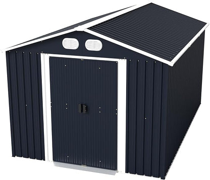 YOPTO 8x12 FT Outdoor Storage Shed, Metal Garden Shed with Window, Lockable Door & Sloped Roof, Large Waterproof Utility Tool Shed for Backyard, Garden, Patio, Lawn, Dark Gray